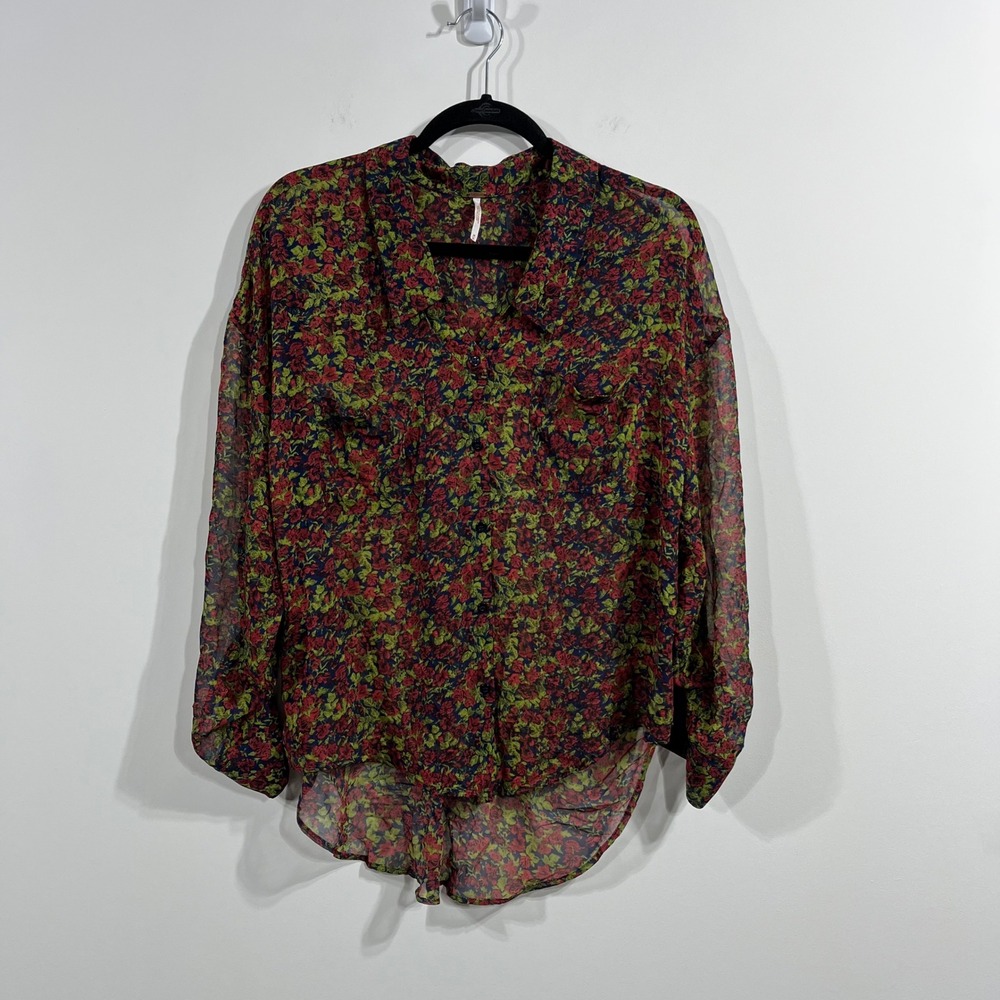 Free People Boho Sheer Forest Fairy Grunge Button Down Top Women Medium Festival